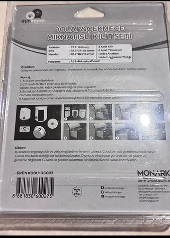 Beyaz Dolap ve Çekmece Mıknatıslı Kilit Seti - Görsel 3