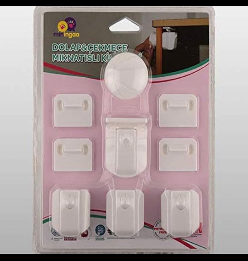 Beyaz Dolap ve Çekmece Mıknatıslı Kilit Seti - Görsel 2