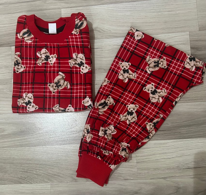 Kırmızı Baskılı Rahat çocuk Pijama Takımı - Görsel 2