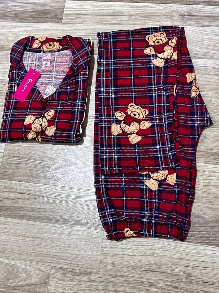 Ayıcık Desenli Uzun Kollu Kadın Pijama Takımı - Görsel 3