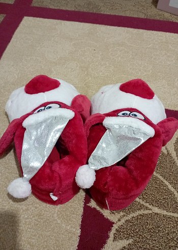 Kız Çocukları ve kadınlar İçin Kırmızı Peluş Sıcak Terlik - Görsel 2