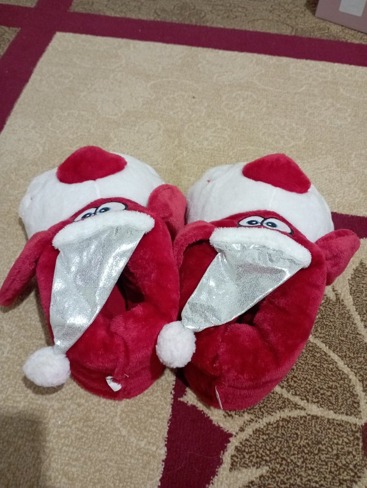 Kız Çocukları ve kadınlar İçin Kırmızı Peluş Sıcak Terlik - Görsel 2