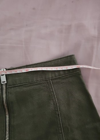 Kadın Haki Mini Etek Fermuarlı - Görsel 2