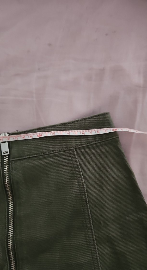 Kadın Haki Mini Etek Fermuarlı - Görsel 2