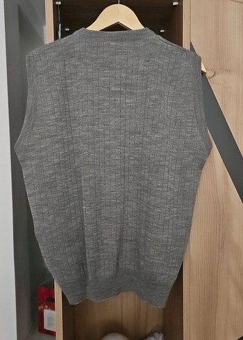 Gri V Yaka Kadın Örgü Süveter - Görsel 2