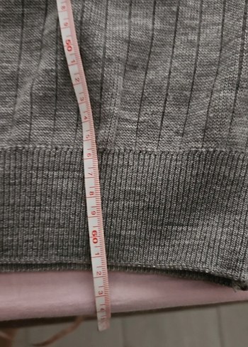 Gri V Yaka Kadın Örgü Süveter - Görsel 4