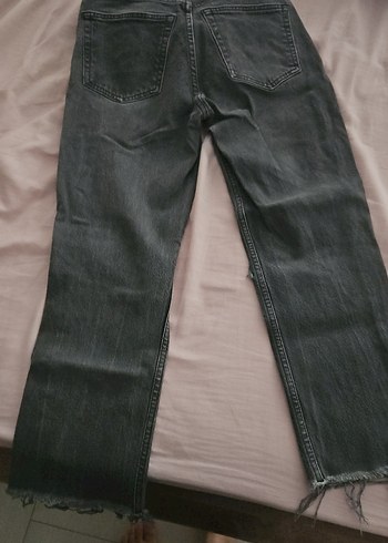 Gri Yırtık Kesim Salaş Kadın Kot Pantolon - Görsel 3