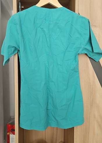 Turkuaz V Yaka Kısa Kollu Midi kadın forması - Görsel 2
