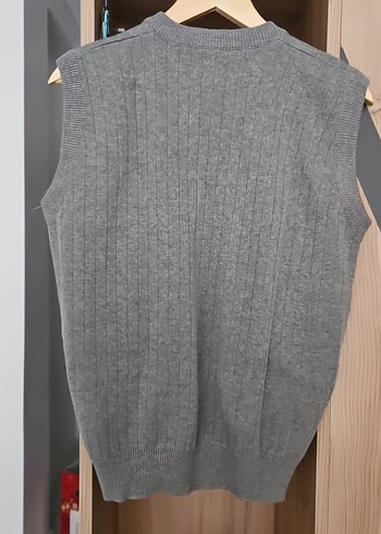 Gri V Yaka Kadın Örme Yelek - Görsel 2