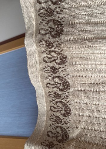 Bej Uzun Kollu Yüksek Yakalı Triko Elbise - Görsel 4