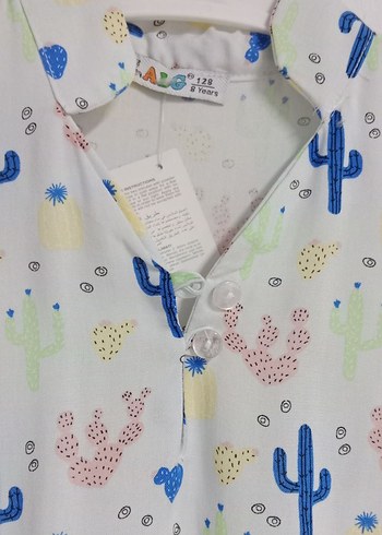 Renkli Baskılı Pamuklu kız Çocuk V Yaka Gömlek - Görsel 2