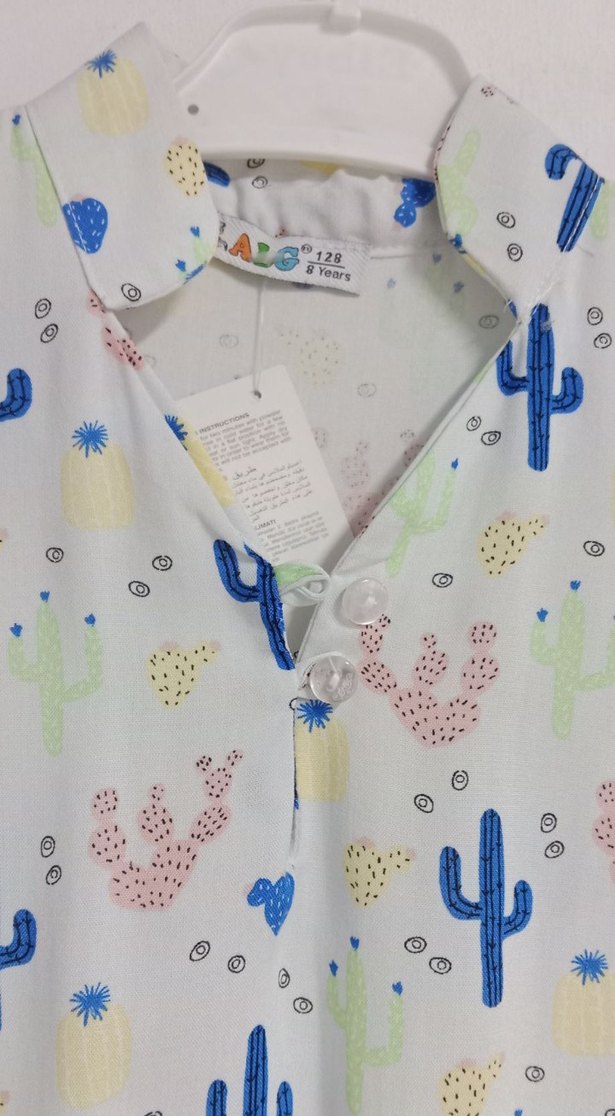 Renkli Baskılı Pamuklu kız Çocuk V Yaka Gömlek - Görsel 2