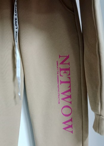 Bej Kız Çocuk Oversize Sweatshirt ve Eşofman - Görsel 4