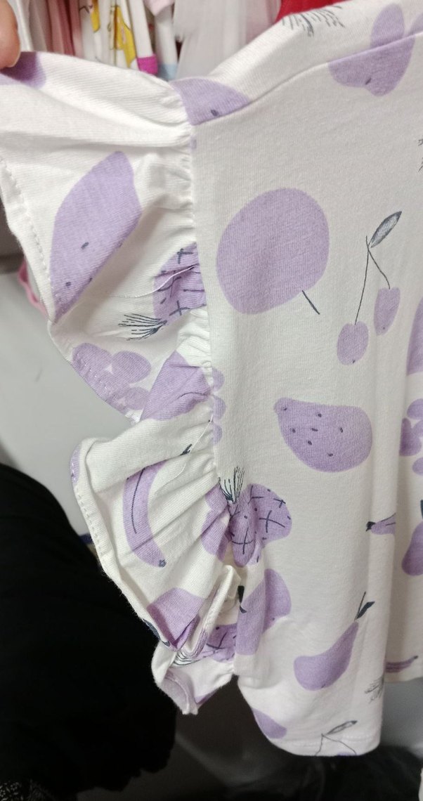 Kız Çocuk Mor Baskılı Fırfırlı crop Tişört - Görsel 2