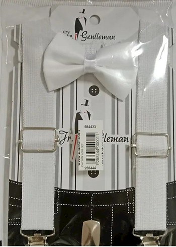 Kırmızı Çocuk Pantolon Askısı ve Papyon - Görsel 3