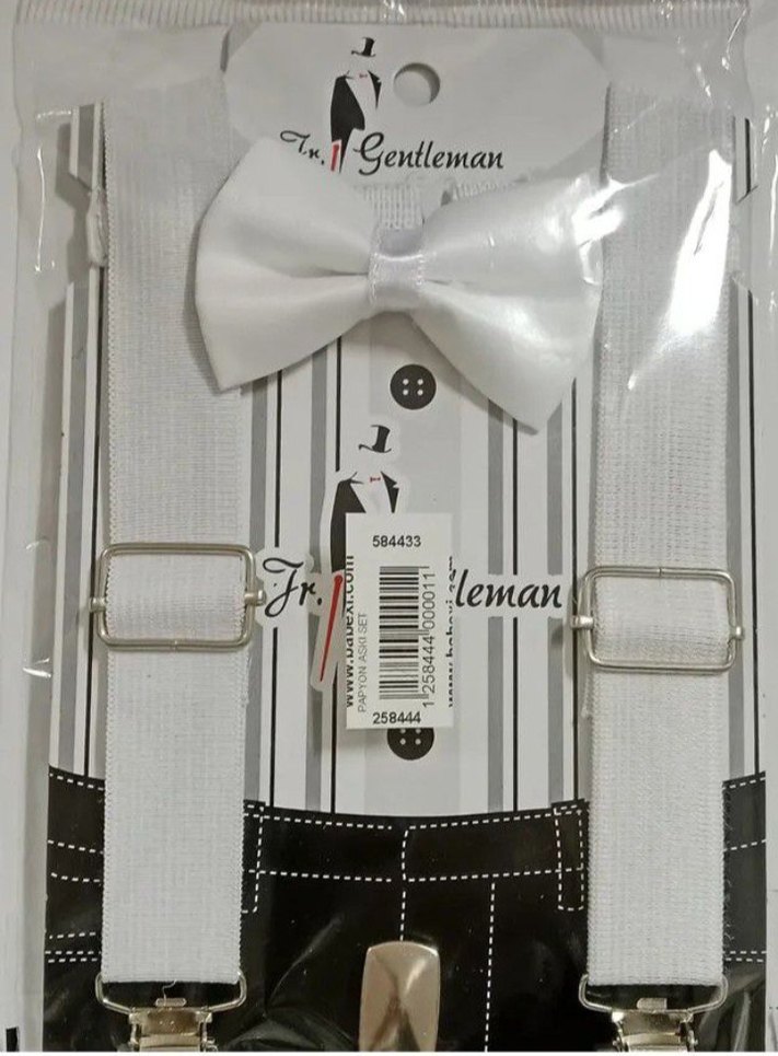 Kırmızı Çocuk Pantolon Askısı ve Papyon - Görsel 3