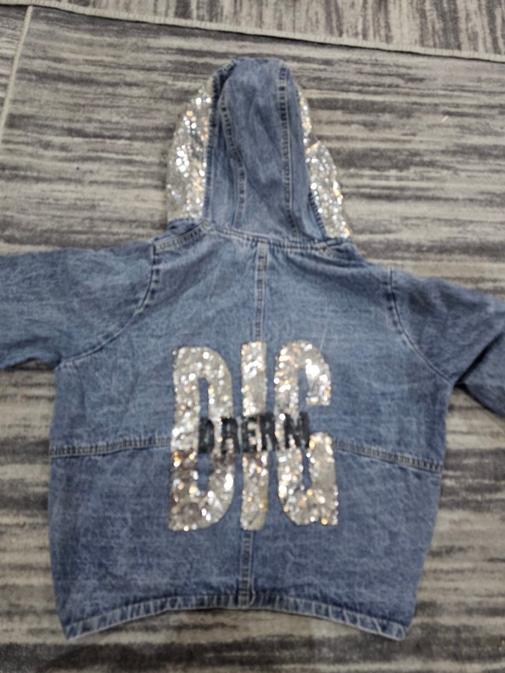 Kapüşonlu Mini Denim Ceket - Görsel 2