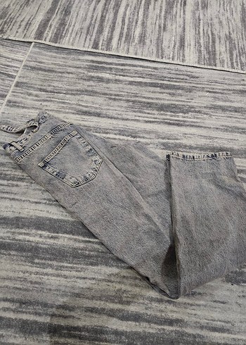 Gri Bol Kesim Midi Kadın Kot Pantolon - Görsel 2