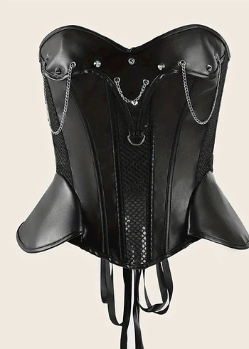 Siyah Gotik deri kostüm - Görsel 4