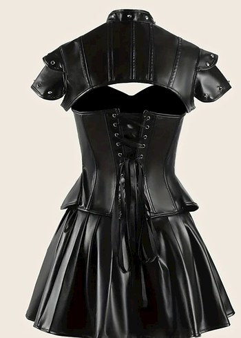 Siyah Gotik deri kostüm - Görsel 2