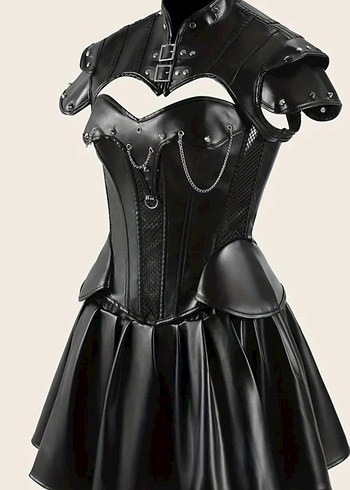 Siyah Gotik deri kostüm - Görsel 3