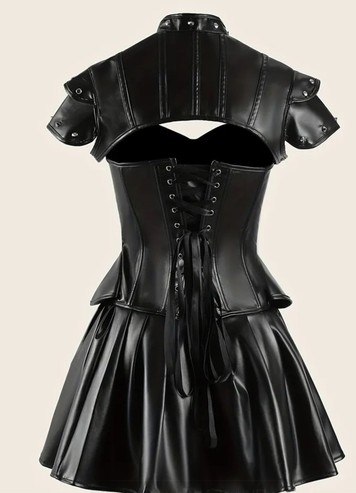 Siyah Gotik deri kostüm - Görsel 2