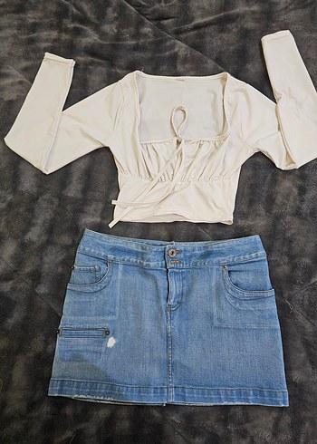 Mini Denim Etek takım - Görsel 2