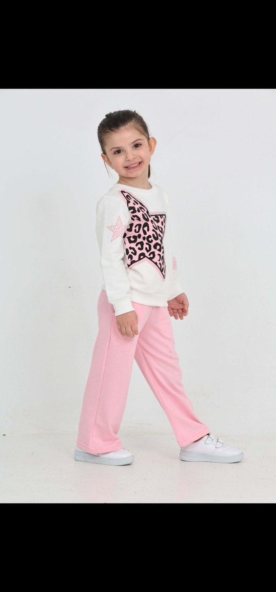 Renkli Bağcıksız Pembe Kız Eşofman takımı - Görsel 4