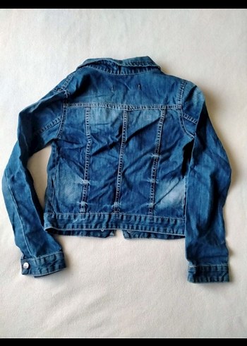 Kadın Mini Mavi Düğmeli Denim Ceket - Görsel 2