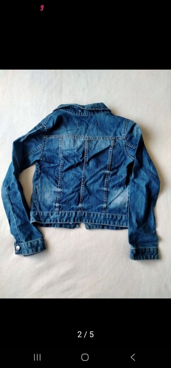 Kadın Mini Mavi Düğmeli Denim Ceket - Görsel 2