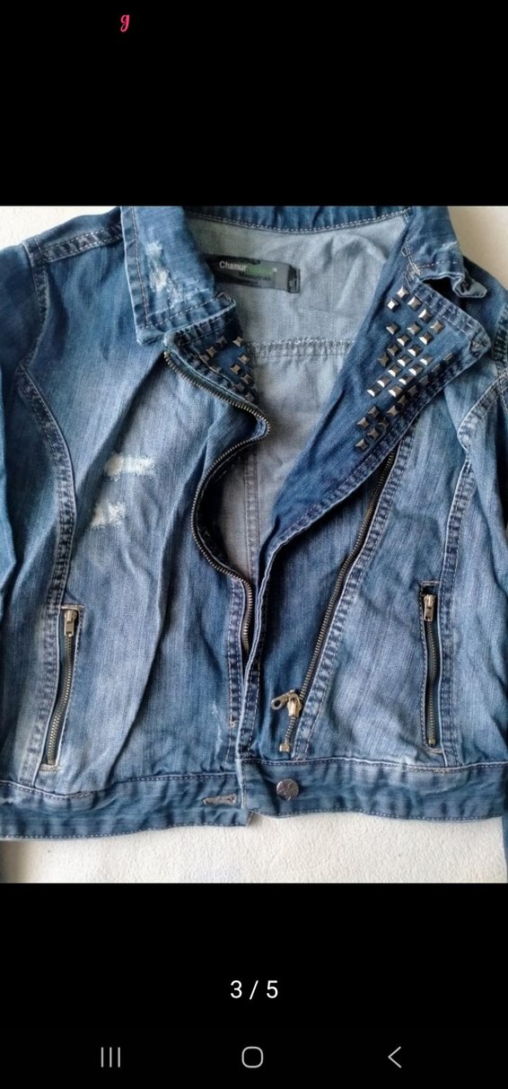 Kadın Mini Mavi Düğmeli Denim Ceket - Görsel 3