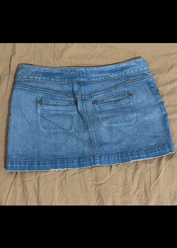 Mavi Bel Detaylı Mini Kot Etek - Görsel 2