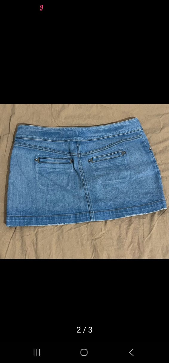 Mavi Bel Detaylı Mini Kot Etek - Görsel 2