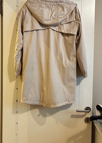 Bej Midi Deri Kadın Yağmurluk - Görsel 2