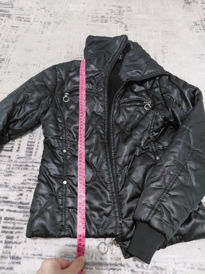 Siyah Fermuarlı Yüksek Yakalı Kadın Ceket - Görsel 4