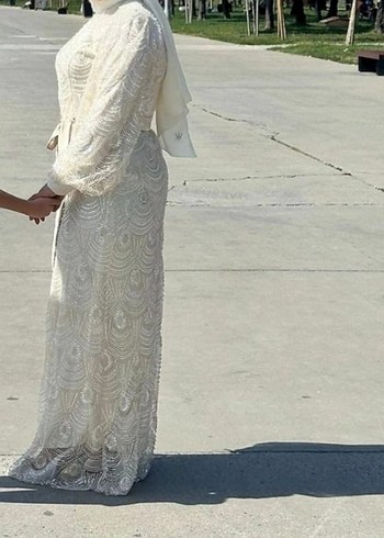 Dantel Detaylı Beyaz Uzun Bohem Elbise - Görsel 2