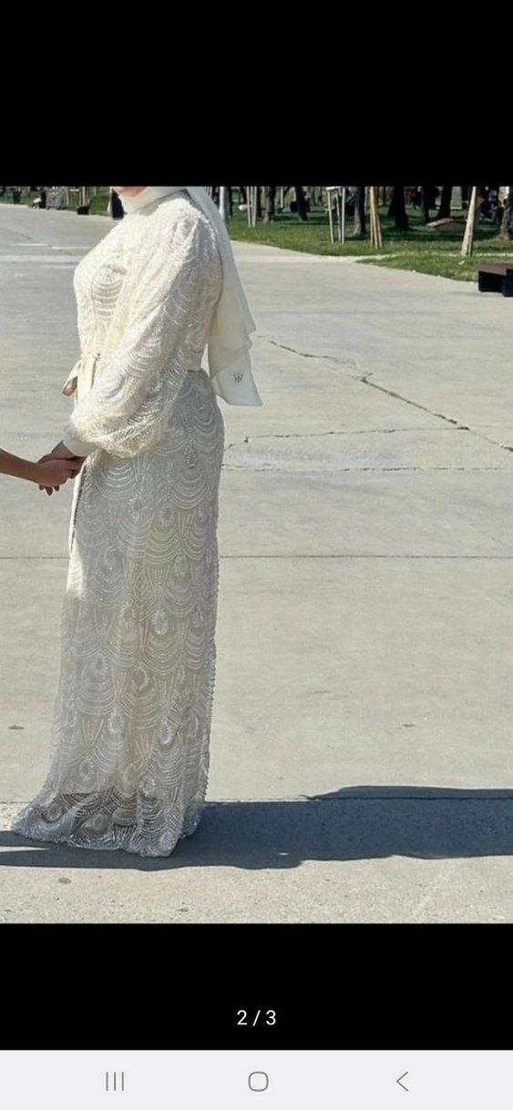 Dantel Detaylı Beyaz Uzun Bohem Elbise - Görsel 2