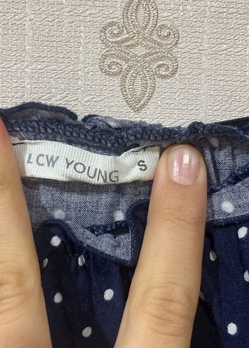 Lacivert Puantiyeli Omuzları Açık Uzun Tulum - Görsel 6