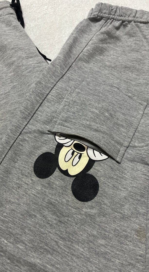 Düğmeli Nakışlı Gri bayan Eşofman Altı - Görsel 2