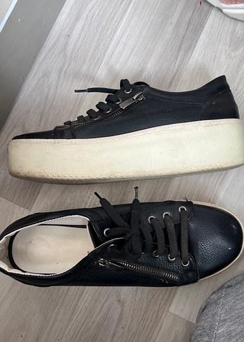 Siyah Fermuarlı Platform Topuklu Kadın Spor Ayakkabı - Görsel 3