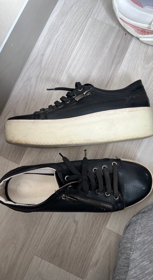 Siyah Fermuarlı Platform Topuklu Kadın Spor Ayakkabı - Görsel 3