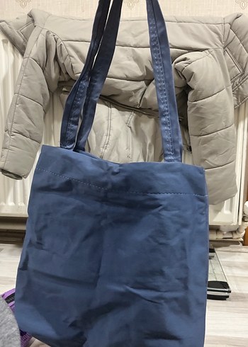 Gri Kot Kumaş Fermuarlı Kadın Çantası - Görsel 2