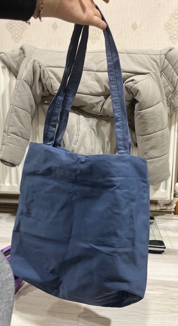 Gri Kot Kumaş Fermuarlı Kadın Çantası - Görsel 2