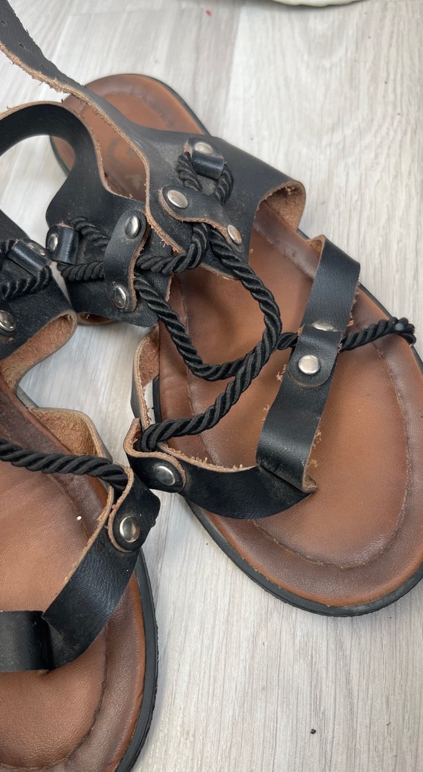 Kahverengi Deri Bohem Kemerli Kadın Sandalet - Görsel 3