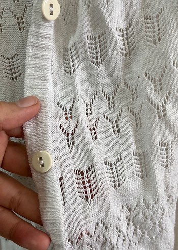 Beyaz Nakışlı Bohem Triko Hırka - Görsel 2