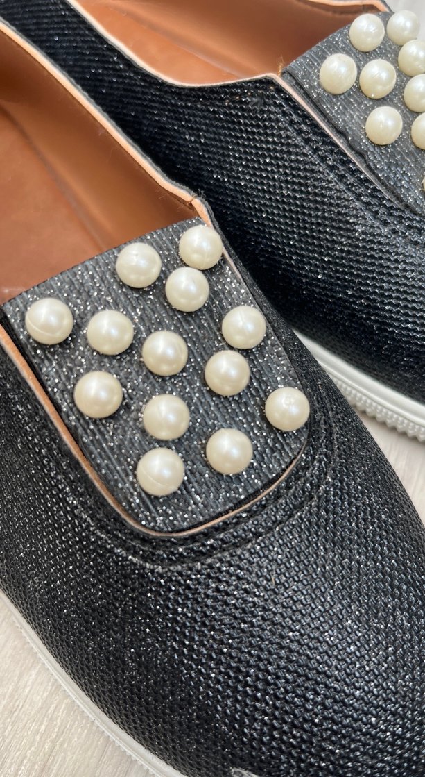 Boncuk Detaylı Siyah Casual Kadın Babet - Görsel 3