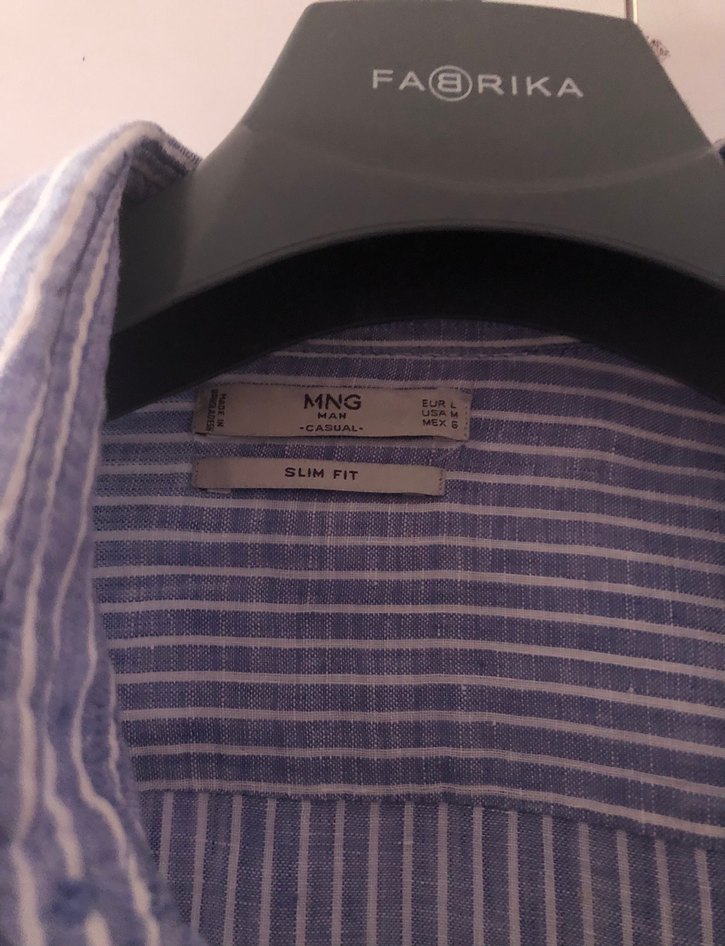 MANGO CASUAL SLIM FIT ÇİZGİLİ ERKEK GÖMLEĞİ (L) - Görsel 5