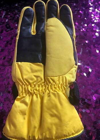 Erkek Sarı Kayak Eldiveni Velcro Bantlı - Görsel 6