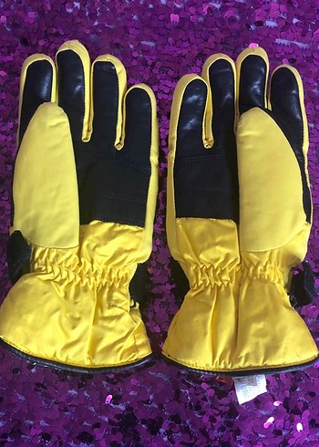 Erkek Sarı Kayak Eldiveni Velcro Bantlı - Görsel 2