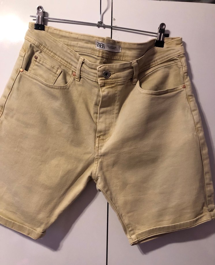 Zara Bej Kısa Denim Erkek Şort - Görsel 3